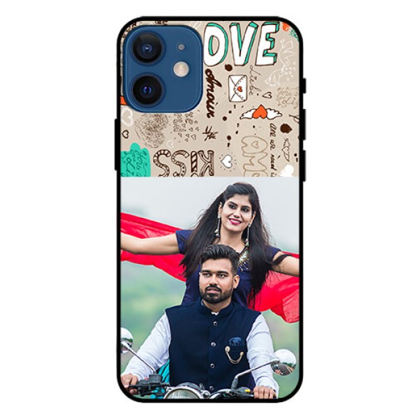Iphone 12 Mini Custom Glass Phone Case - Love Doodle Pattern Iphone 12 Mini Custom Glass Phone Case - Love Doodle Pattern