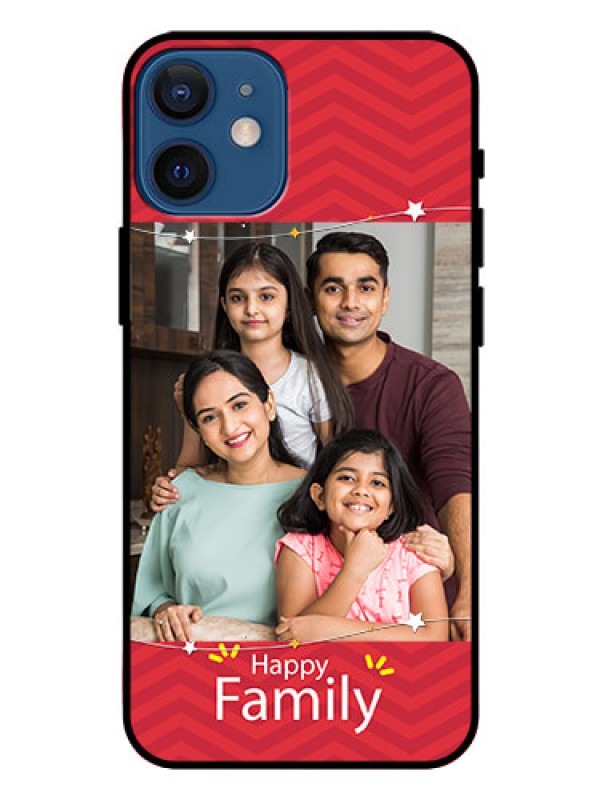 Custom Iphone 12 Mini Personalized Glass Phone Case  - Happy Family Design