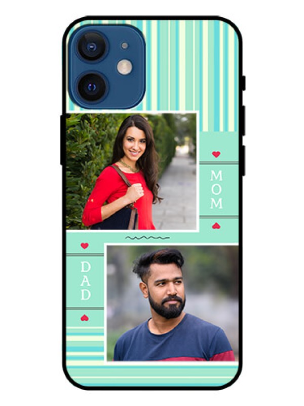 Custom Iphone 12 Mini Custom Glass Phone Case  - Mom & Dad Pic Design