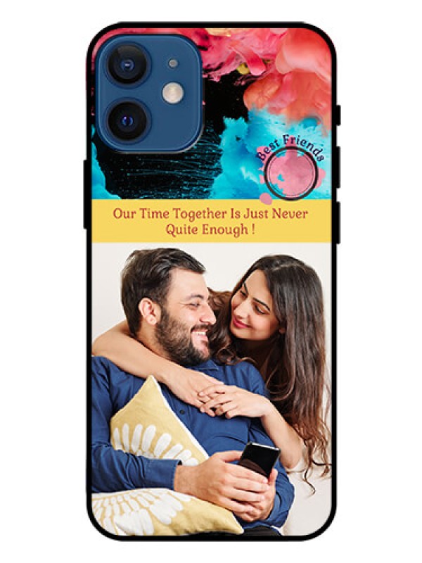 Custom Iphone 12 Mini Custom Glass Mobile Case  - Quote with Acrylic Painting Design