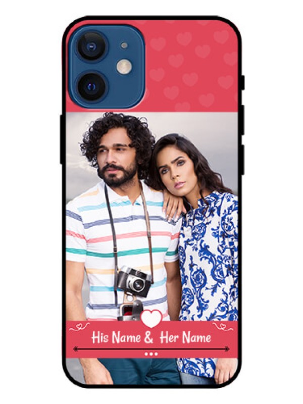 Custom Iphone 12 Mini Photo Printing on Glass Case  - Simple Love Design