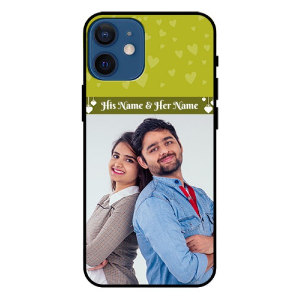 Iphone 12 Mini Custom Glass Phone Case - You & Me Heart Design Iphone 12 Mini Custom Glass Phone Case - You & Me Heart Design