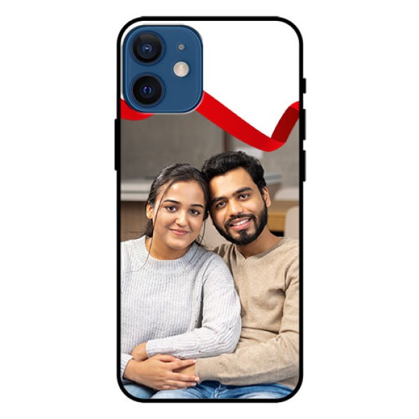Iphone 12 Mini Photo Printing on Glass Case - Red Ribbon Frame Design Iphone 12 Mini Photo Printing on Glass Case - Red Ribbon Frame Design