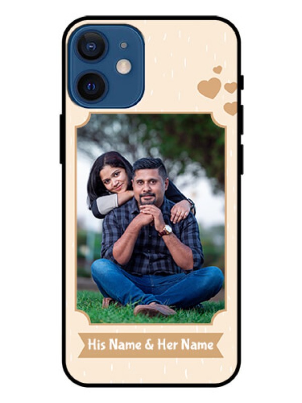 Custom Iphone 12 Mini Custom Glass Phone Case  - with confetti love design 