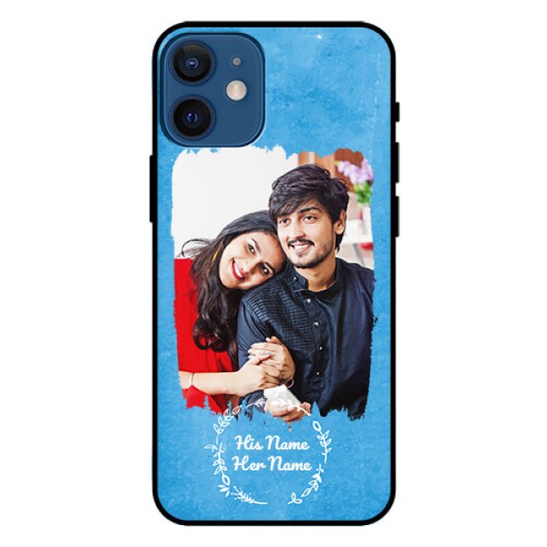 iPhone 12 Mini Custom Glass Phone Case - Blue Color Vintage Design iPhone 12 Mini Custom Glass Phone Case - Blue Color Vintage Design