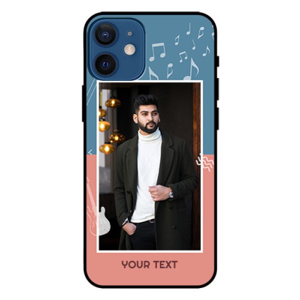 Iphone 12 Mini Photo Printing on Glass Case  - with Color Musical Note Design