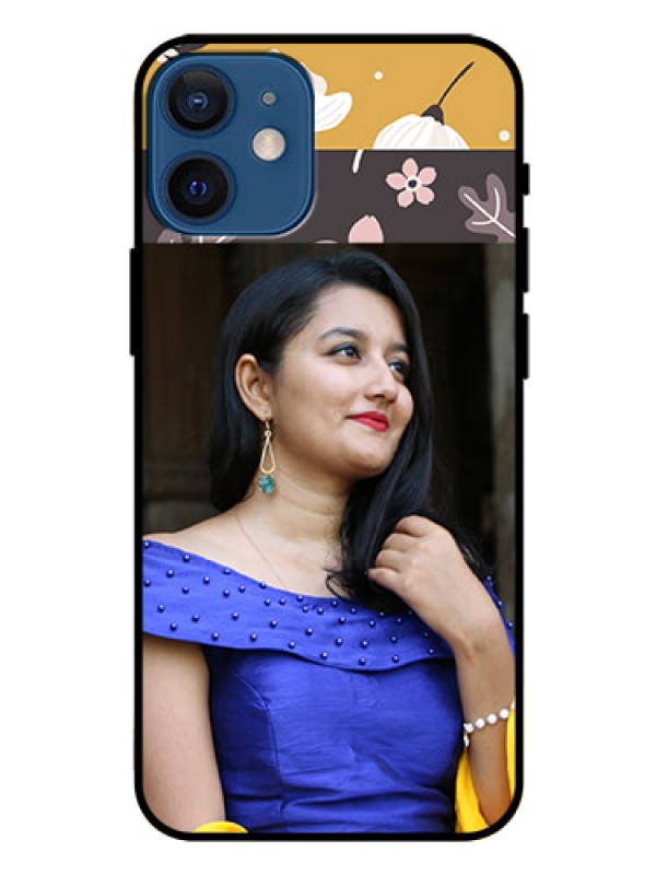 Custom Iphone 12 Mini Custom Glass Phone Case  - Stylish Floral Design