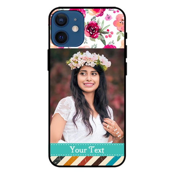 Iphone 12 Mini Custom Glass Phone Case  - Watercolor Floral Design