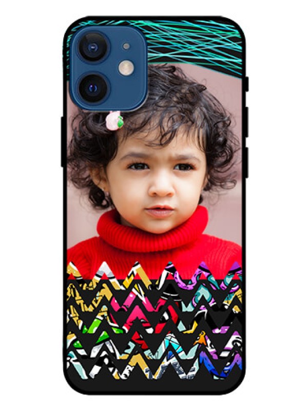 Custom Iphone 12 Mini Personalized Glass Phone Case  - Neon Abstract Design