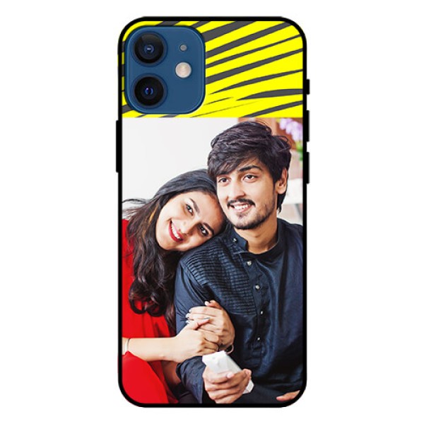 Iphone 12 Mini Photo Printing on Glass Case  - Yellow Abstract Design