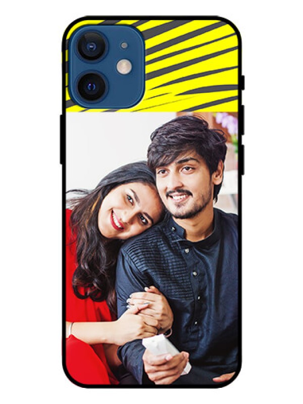 Custom Iphone 12 Mini Photo Printing on Glass Case  - Yellow Abstract Design