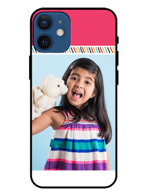 Custom Iphone 12 Mini Personalized Glass Phone Case  - Line art design