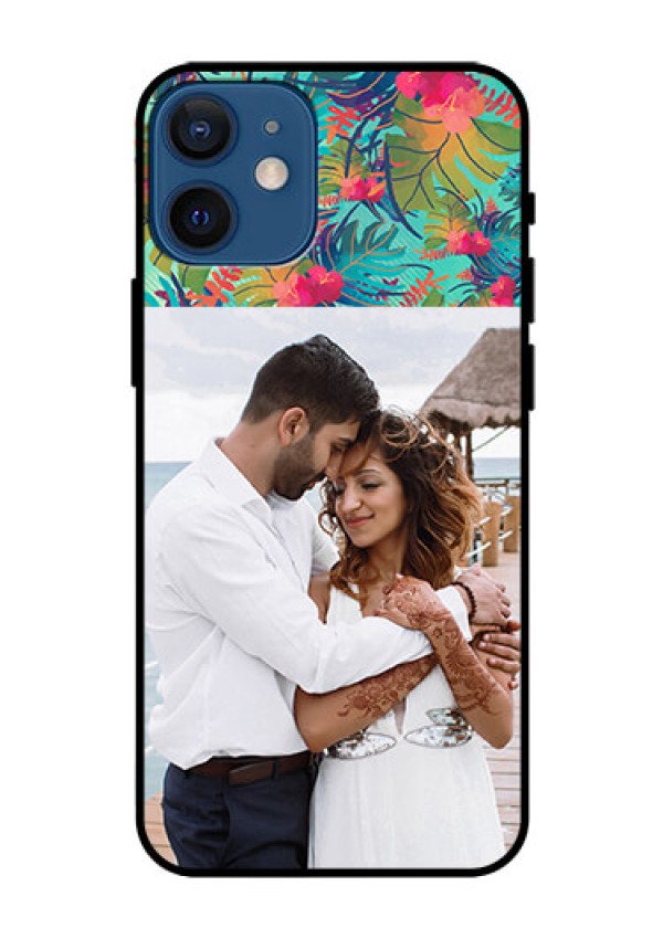Iphone 12 Mini Photo Printing on Glass Case  - Watercolor Floral Design