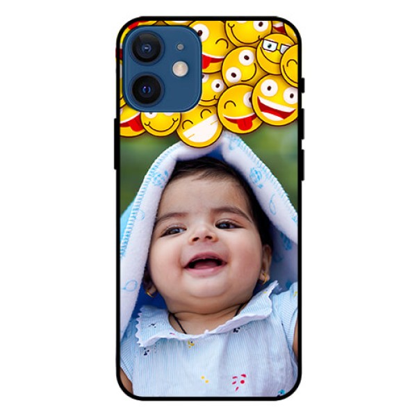 Iphone 12 Mini Custom Glass Mobile Case  - with Smiley Emoji Design