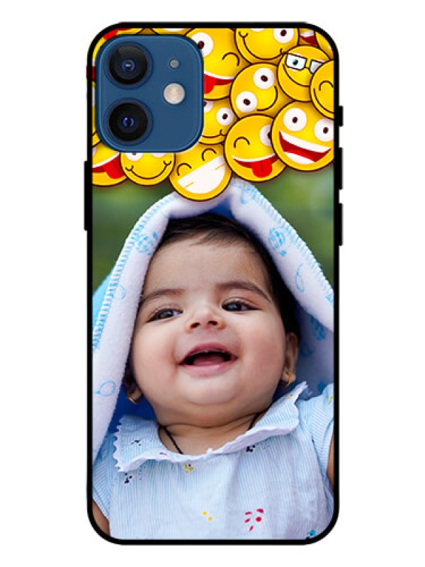 Custom Iphone 12 Mini Custom Glass Mobile Case  - with Smiley Emoji Design