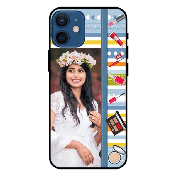 Iphone 12 Mini Personalized Glass Phone Case - Makeup Icons Design Iphone 12 Mini Personalized Glass Phone Case - Makeup Icons Design