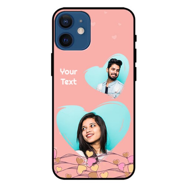 Iphone 12 Mini Custom Glass Mobile Case  - Love Doodle Design