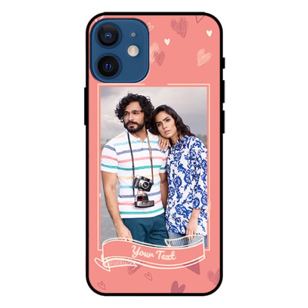 Iphone 12 Mini Custom Glass Phone Case  - Love doodle art Design