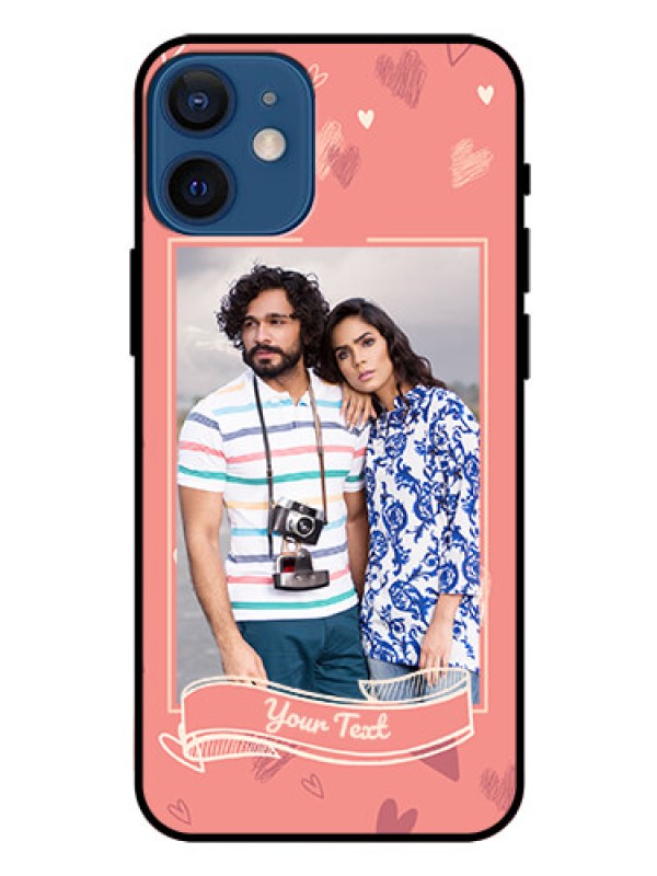 Custom Iphone 12 Mini Custom Glass Phone Case  - Love doodle art Design