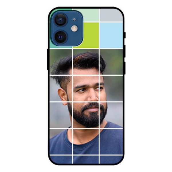 Iphone 12 Mini Photo Printing on Glass Case - with white box pattern Iphone 12 Mini Photo Printing on Glass Case - with white box pattern