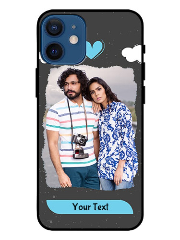 Custom Iphone 12 Mini Custom Glass Phone Case  - Splashes with love doodles Design