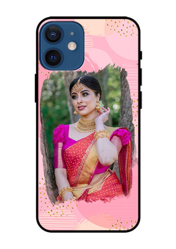 Iphone 12 Mini Personalized Glass Phone Case  - Gold Glitter Splash Design
