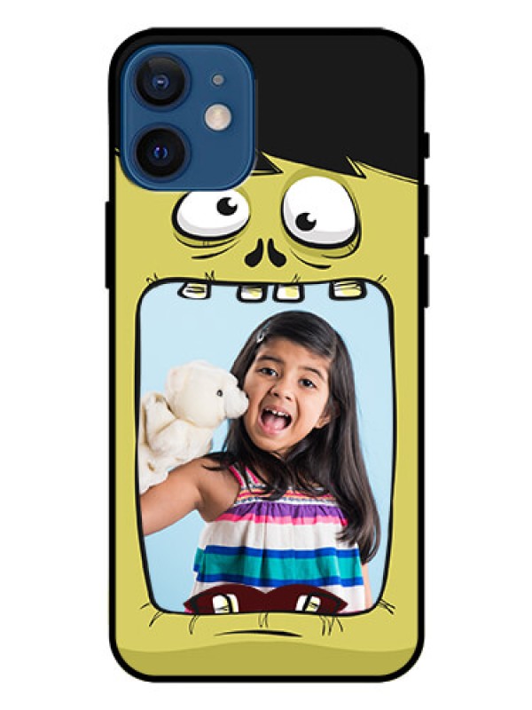 Custom Iphone 12 Mini Personalized Glass Phone Case  - Cartoon monster back case Design