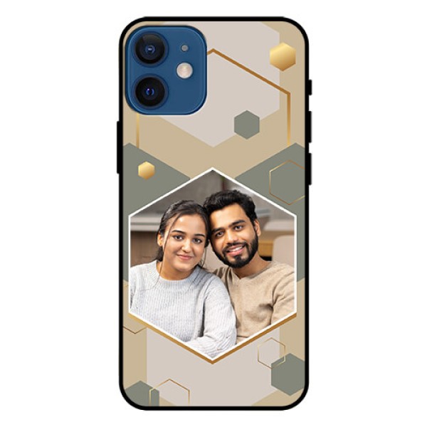 iPhone 12 Mini Photo Printing on Glass Case - Stylish Hexagon Pattern Design iPhone 12 Mini Photo Printing on Glass Case - Stylish Hexagon Pattern Design