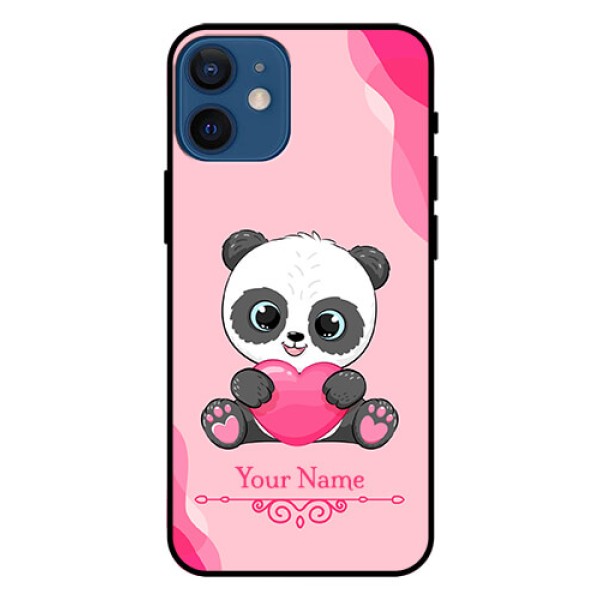 iPhone 12 Mini Custom Glass Mobile Case - Cute Panda Design