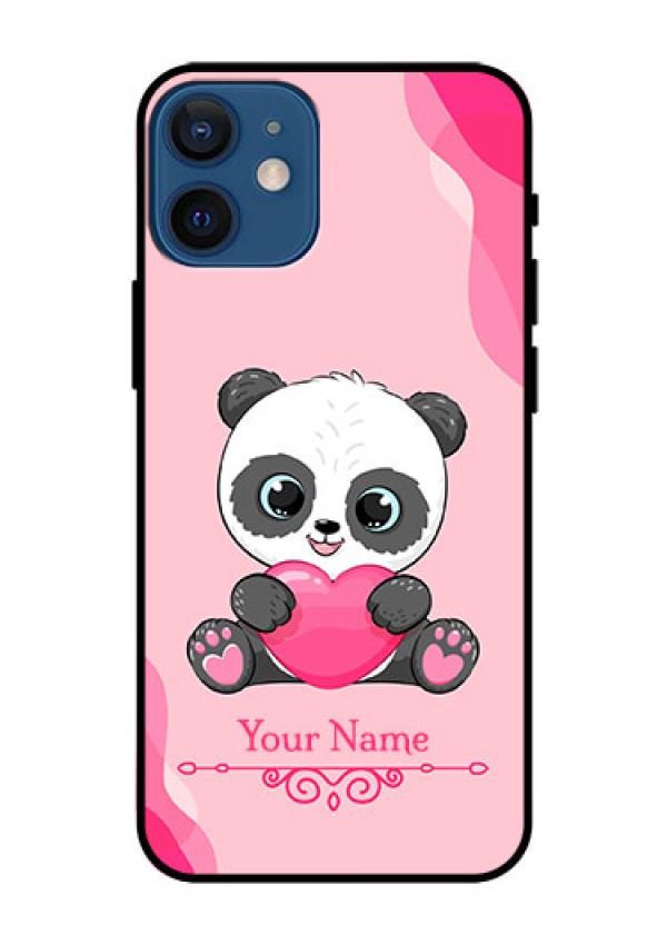 iPhone 12 Mini Custom Glass Mobile Case - Cute Panda Design