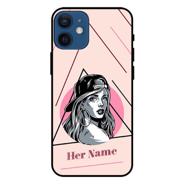iPhone 12 Mini Personalized Glass Phone Case - Rockstar Girl Design iPhone 12 Mini Personalized Glass Phone Case - Rockstar Girl Design