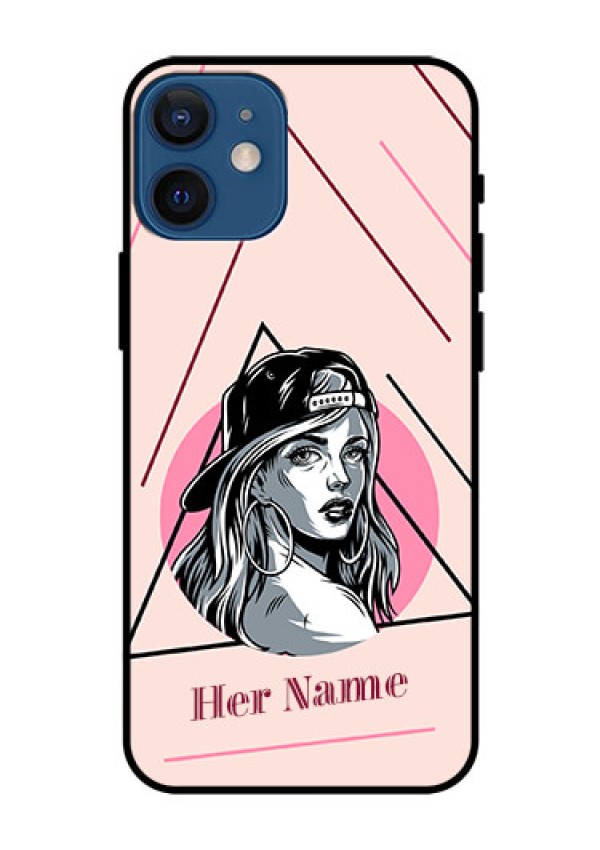 iPhone 12 Mini Personalized Glass Phone Case - Rockstar Girl Design