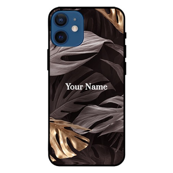 iPhone 12 Mini Personalised Glass Phone Case - Wild Leaves digital paint Design iPhone 12 Mini Personalised Glass Phone Case - Wild Leaves digital paint Design