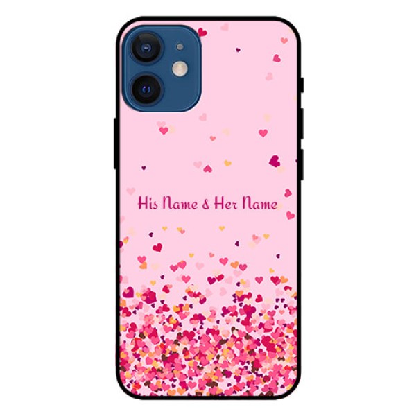 iPhone 12 Mini Photo Printing on Glass Case - Floating Hearts Design iPhone 12 Mini Photo Printing on Glass Case - Floating Hearts Design