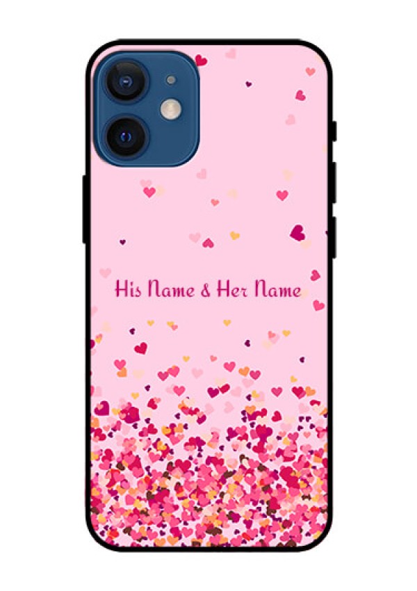 iPhone 12 Mini Photo Printing on Glass Case - Floating Hearts Design
