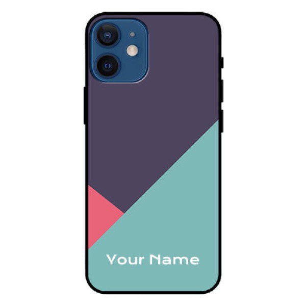 iPhone 12 Mini Custom Glass Mobile Case - Tri Color abstract Design