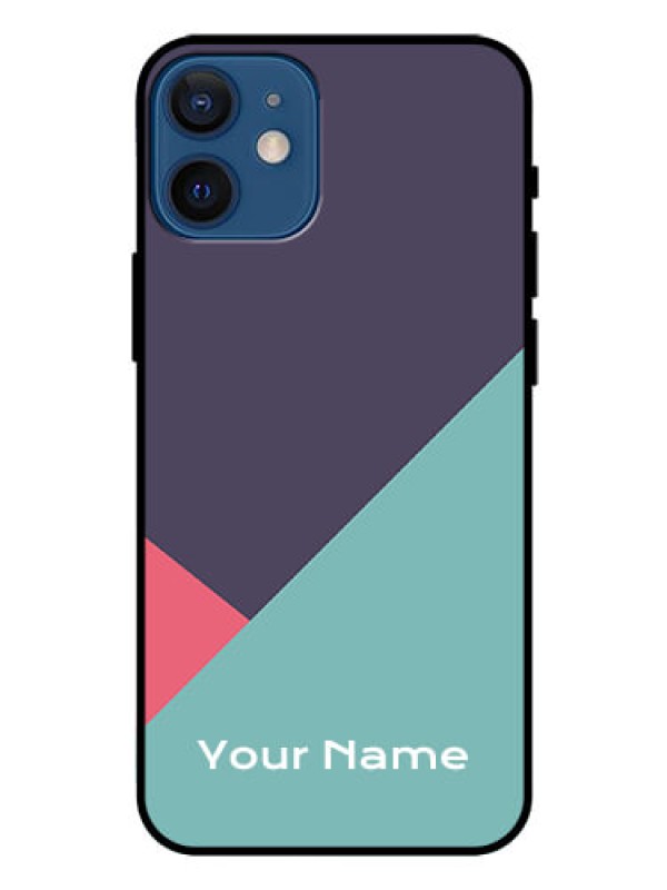 Custom iPhone 12 Mini Custom Glass Mobile Case - Tri Color abstract Design