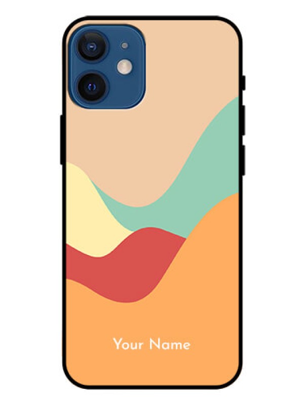 Custom iPhone 12 Mini Personalized Glass Phone Case - Ocean Waves Multi-colour Design