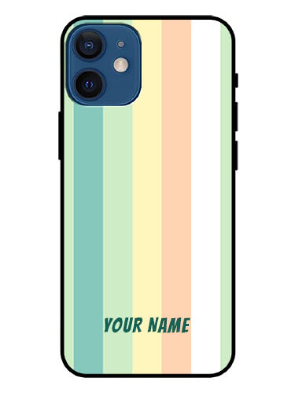Custom iPhone 12 Mini Photo Printing on Glass Case - Multi-colour Stripes Design