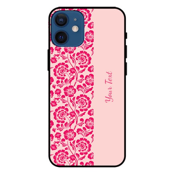 iPhone 12 Mini Custom Glass Phone Case - Attractive Floral Pattern Design