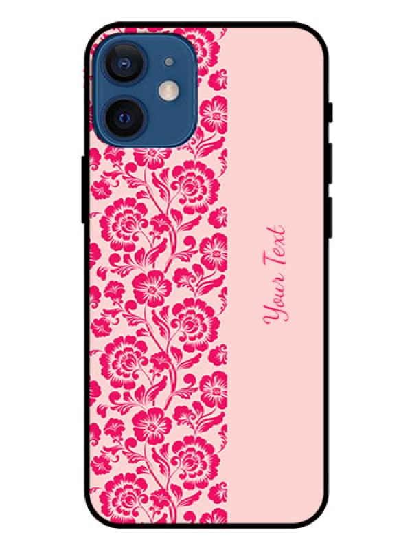 Custom iPhone 12 Mini Custom Glass Phone Case - Attractive Floral Pattern Design