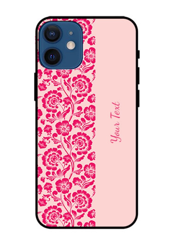iPhone 12 Mini Custom Glass Phone Case - Attractive Floral Pattern Design