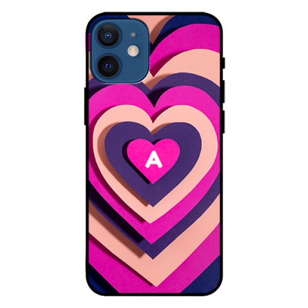iPhone 12 Mini Custom Glass Mobile Case - Cute Heart Pattern Design