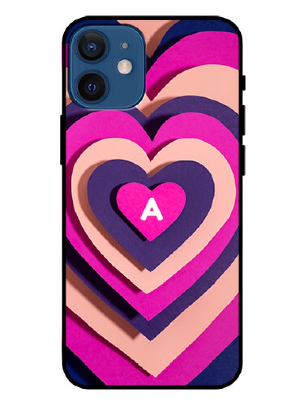 Custom iPhone 12 Mini Custom Glass Mobile Case - Cute Heart Pattern Design