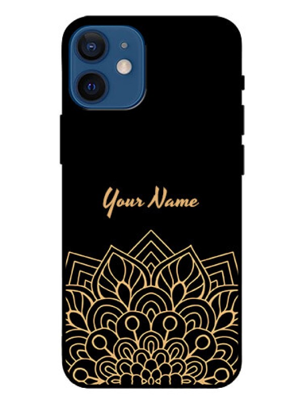 Custom iPhone 12 Mini Custom Glass Phone Case - Golden mandala Design