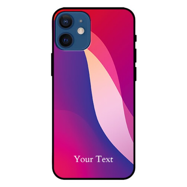 iPhone 12 Mini Personalized Glass Phone Case - Digital abstract Overlap Design