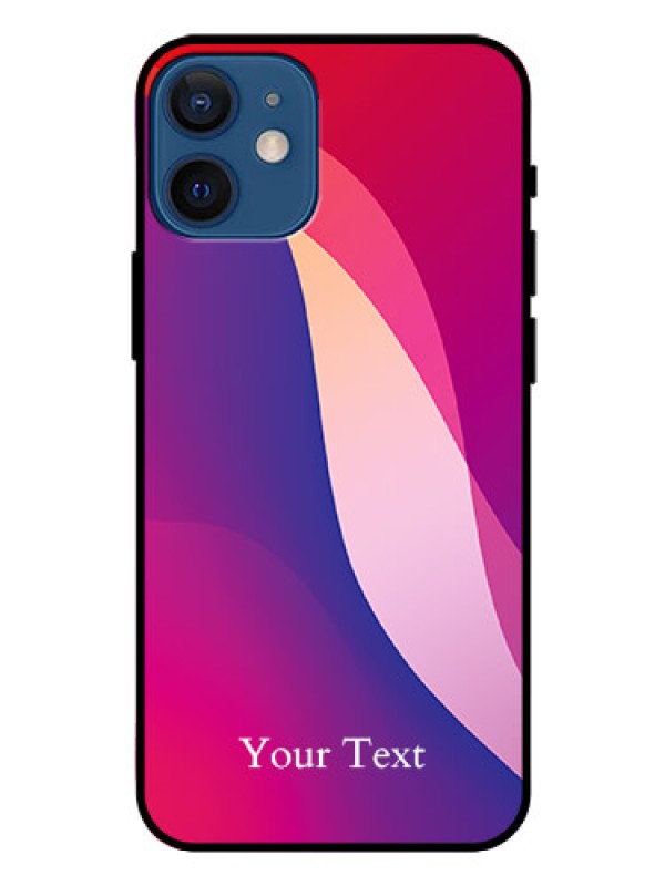Custom iPhone 12 Mini Personalized Glass Phone Case - Digital abstract Overlap Design
