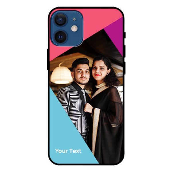 iPhone 12 Mini Custom Glass Mobile Case - Stacked Triple colour Design iPhone 12 Mini Custom Glass Mobile Case - Stacked Triple colour Design