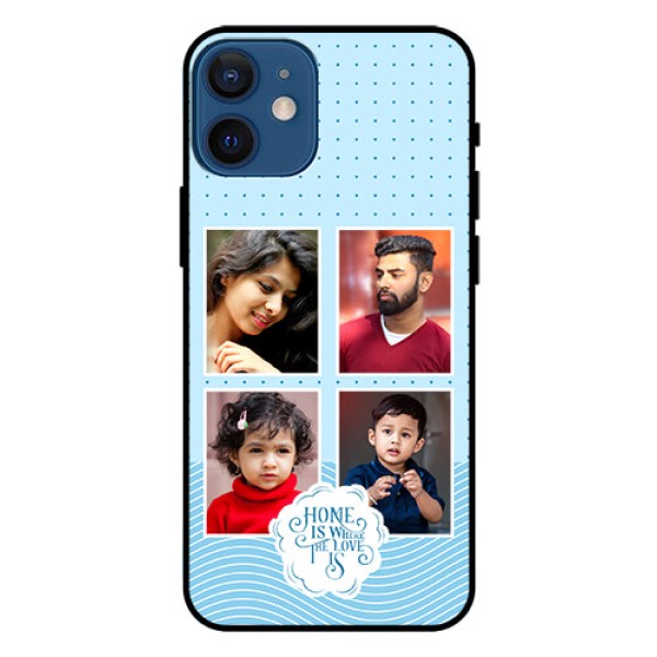 iPhone 12 Mini Custom Glass Phone Case - Cute love quote with 4 pic upload Design iPhone 12 Mini Custom Glass Phone Case - Cute love quote with 4 pic upload Design