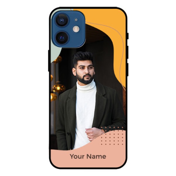 iPhone 12 Mini Personalized Glass Phone Case - Tri-coloured overlay design iPhone 12 Mini Personalized Glass Phone Case - Tri-coloured overlay design
